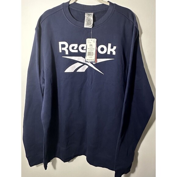 Reebok Sweatshirt Men’s 2XL Blue Spellout Logo Training Casual Classic Pullover - Picture 3 of 10